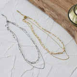 18k Double Layer Chain Clavicle Necklace Summer Jewelry