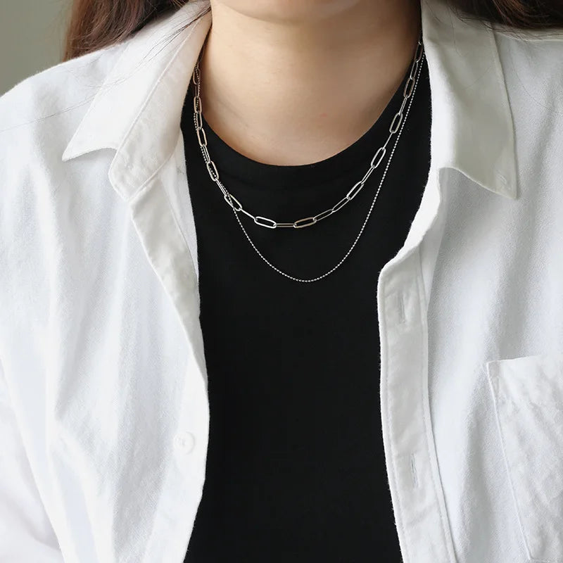 18k Double Layer Chain Clavicle Necklace Summer Jewelry