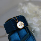 18k Rose Flower Shell Fritillary Round Clavicle Necklace Pendants Choker