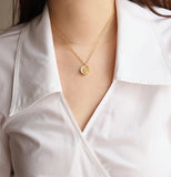 18k Rose Flower Shell Fritillary Round Clavicle Necklace Pendants Choker