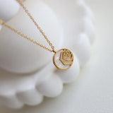 18k Rose Flower Shell Fritillary Round Clavicle Necklace Pendants Choker