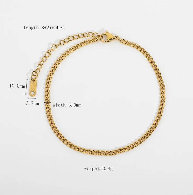 18k Chunky Hip Hop Cuban Anklet Summer Foot Bracelet