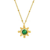 18k Rotatable Malachite Vintage Necklace Pendant Chain Jewelry
