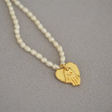 18k Freshwater Pearl Clavicle Chain Necklace Pendant Choker Boho Coin Jewelry