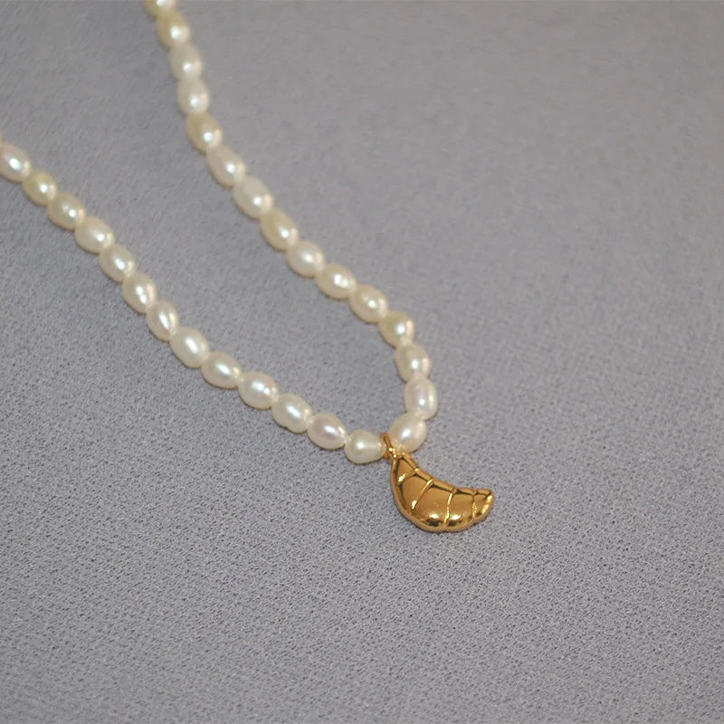 18k Freshwater Pearl Clavicle Chain Necklace Pendant Choker Boho Coin Jewelry