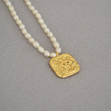 18k Freshwater Pearl Clavicle Chain Necklace Pendant Choker Boho Coin Jewelry