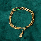Green Crystal Rectangle Chain Bracelet Women Jewelry