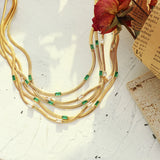 18k Zircon Necklace Bracelet Set Snake Bone Chain Jewelry
