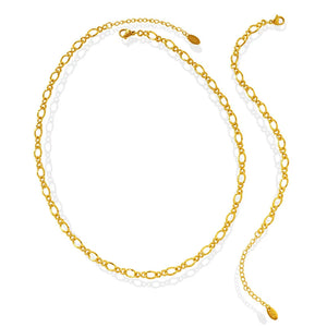 18k Geometric Twist Bracelet Necklace Set