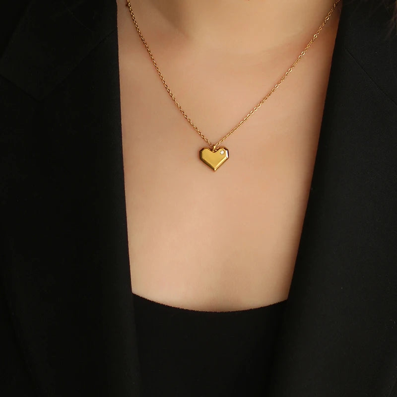 Hollow Heart Pendant Necklace Long Chain Clavicle Jewelry Gift