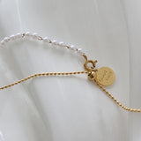 18k Love Heart Tassel Clavicle Chain Necklace with Pearls