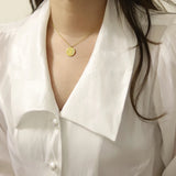 18k Micro Pave Sun Moon Coins Clavicle Necklace
