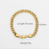 Minimalist Cuban Chain Bracelet Bangle 6mm Thick Lobster Clasp