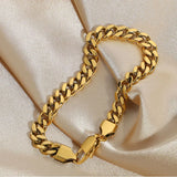 Minimalist Cuban Chain Bracelet Bangle 6mm Thick Lobster Clasp