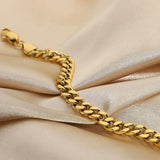 Minimalist Cuban Chain Bracelet Bangle 6mm Thick Lobster Clasp