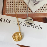 18k Minimalist Fold Round Plate Clavicle Chain Necklace