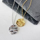 18k Minimalist Fold Round Plate Clavicle Chain Necklace