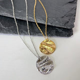 18k Minimalist Fold Round Plate Clavicle Chain Necklace
