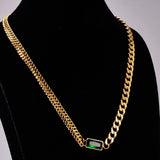 Minimalist Green Crystal Chain Necklace Pendant for Female