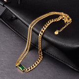 Minimalist Green Crystal Chain Necklace Pendant for Female