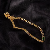 Minimalist Green Crystal Chain Necklace Pendant for Female