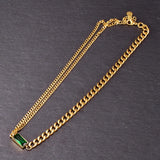 Minimalist Green Crystal Chain Necklace Pendant for Female