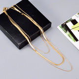 18k Multilayer Snake Bone Chain Necklace for Women