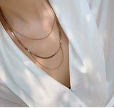 18k Multilayer Snake Bone Chain Necklace for Women