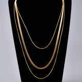 18k Multilayer Snake Bone Chain Necklace for Women