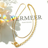 18k Minimalist OT Buckle Sweater Chain Necklace