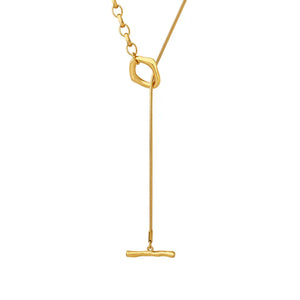 18k Minimalist OT Buckle Sweater Chain Necklace