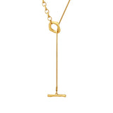 18k Minimalist OT Buckle Sweater Chain Necklace