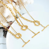 18k Minimalist OT Buckle Sweater Chain Necklace