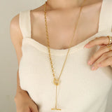 18k Minimalist OT Buckle Sweater Chain Necklace