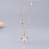 18k Minimalist Shell Necklace Pendants Square Shell Clavicle Chain