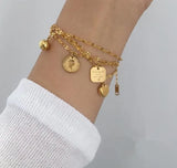 18k Minimalist Smile Queen Heart Charms Bracelet Bangle Chain Bracelet For Women