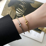 18k Minimalist Tie Knot Bangle Bracelet for Women