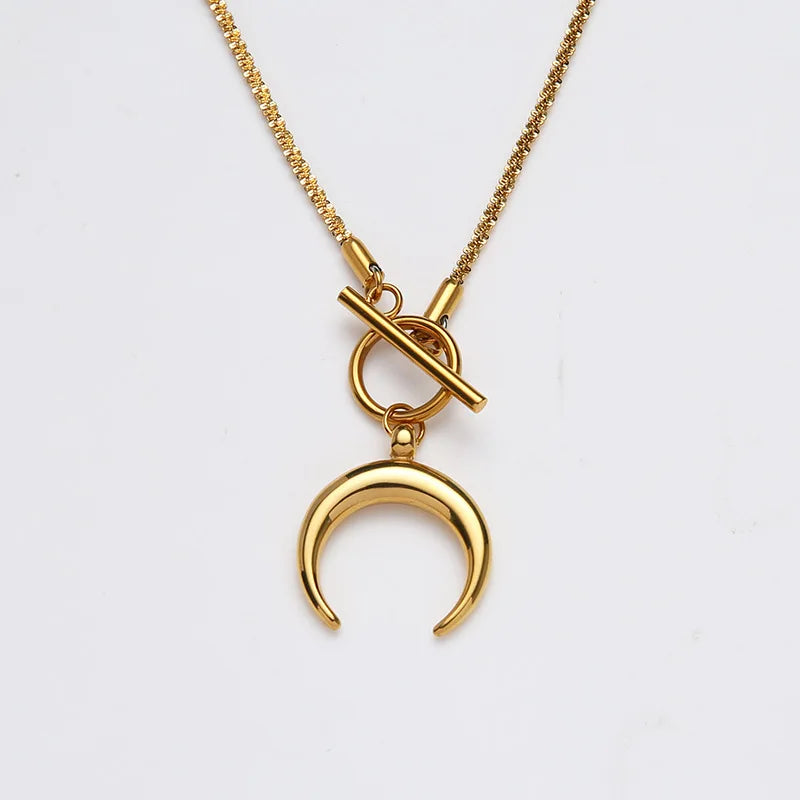 18k OT Buckle Sparkling Clavicle Chain Necklace