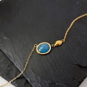 18k Vintage Stone Pendant Clavicle Chain Necklace