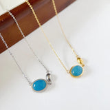 18k Vintage Stone Pendant Clavicle Chain Necklace