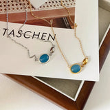 18k Vintage Stone Pendant Clavicle Chain Necklace