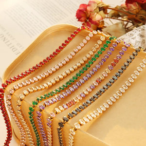 Vintage Colored Zircon Inlaid Necklace Bracelet Set
