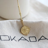 Vintage Roman Chain Clavicle Necklace Wheel of Fortune Cross