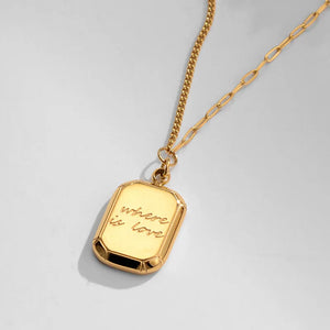 18k Love Charm Necklace Geometric Clavicle Chain Jewelry