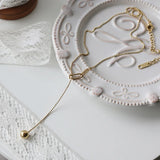 18k Y Chain Clavicle Necklace Pendants Metal Ball Tassel Round Beads Necklace