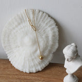18k Y Chain Clavicle Necklace Pendants Metal Ball Tassel Round Beads Necklace