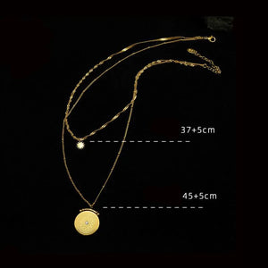 18k Gold-plated Roman Retro stars Charms Chain Necklace Pendant Sweater Chain