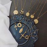 Vintage Heart Cross Horse Coin Necklace Pendant