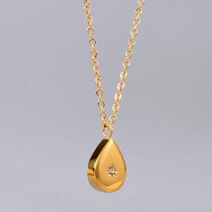 18kGold Big Dipper CZ Zircon Clavicle Necklace Pendant Square Drop Water Charm
