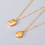 18kGold Big Dipper CZ Zircon Clavicle Necklace Pendant Square Drop Water Charm